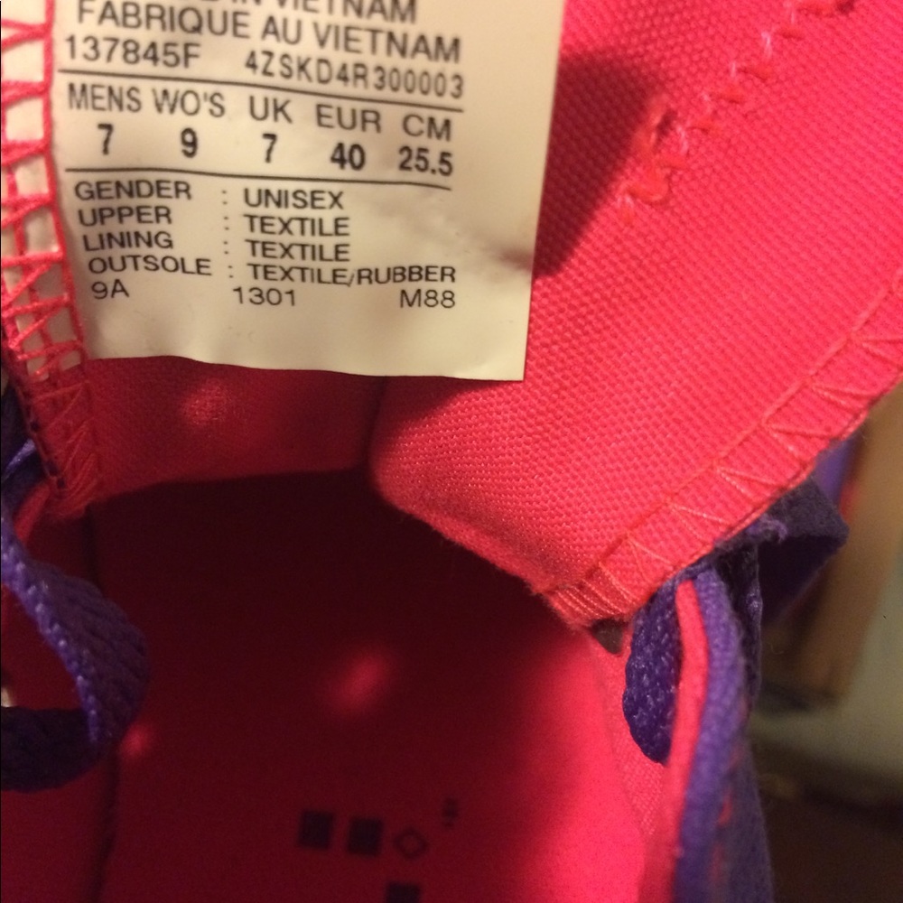 Authentic neon pink and purple converse